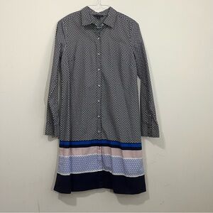 Tommy Hilfiger Long Sleeve Shirt Dress Polka Dot Button Front M Nautical Preppy